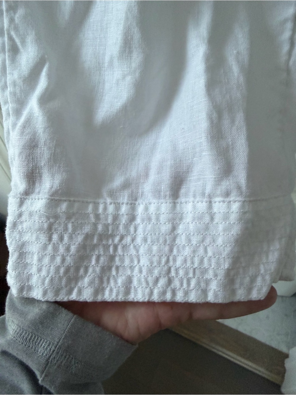 Pure Jill White 100% Linen Pull On Crop Pants Elastic Waist Pockets M - Picture 4 of 8